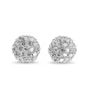 Platinum Diamond Cluster Stud Earrings