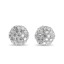 Platinum Diamond Cluster Stud Earrings