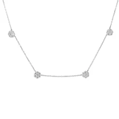 Platinum Diamond Cluster Chain Necklace