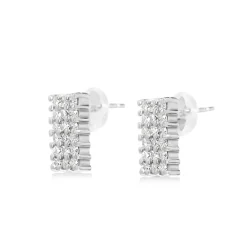 Platinum Diamond Cluster Stud Earrings