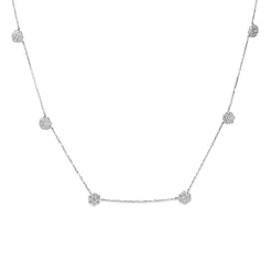 Platinum Diamond Cluster Chain Necklace