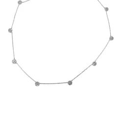Platinum Diamond Cluster Chain Necklace