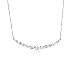 Platinum Diamond Curved Necklace
