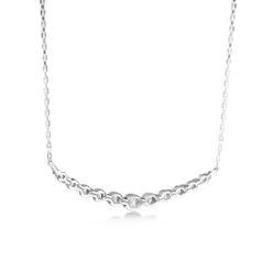 Platinum Diamond Curved Necklace