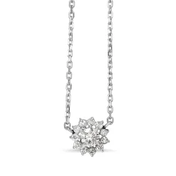 Platinum Diamond Halo Cluster Necklace