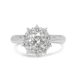 Platinum Diamond Halo Cluster Ring