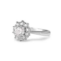 Platinum Diamond Halo Cluster Ring