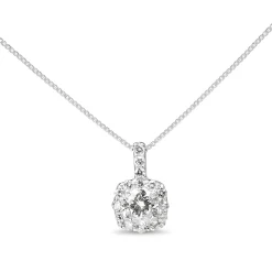 Platinum Diamond Halo Necklace