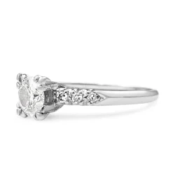 Platinum Diamond Solitaire Ring With Single Cut Diamond Band