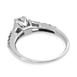 Platinum Diamond Solitaire Ring with Baguette Diamonds