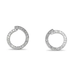 Platinum Diamond Twist Hoop Earrings