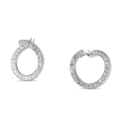 Platinum Diamond Twist Hoop Earrings