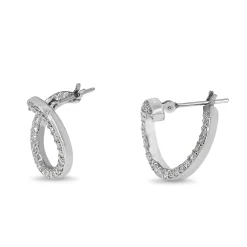 Platinum Diamond Twist Hoop Earrings