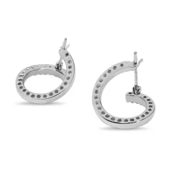 Platinum Diamond Twist Hoop Earrings