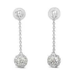 Platinum Drop Diamond Halo Earrings