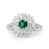 Platinum Emerald and Diamond Vintage Ring