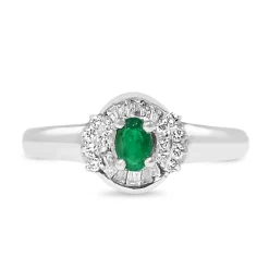 Platinum Emerald and Diamond Vintage Ring