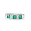 Platinum Emerald and Diamond 5 Stone Ring