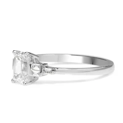 Platinum Emerald Cut Deco Style Diamond Ring