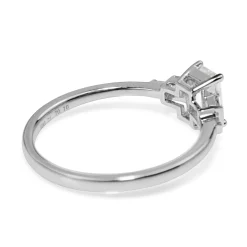 Platinum Emerald Cut Deco Style Diamond Ring