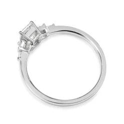 Platinum Emerald Cut Deco Style Diamond Ring