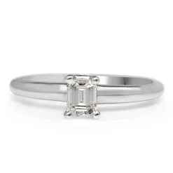Platinum Emerald Cut Diamond Solitaire Ring