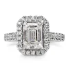 Platinum Emerald Cut Diamond Halo Ring