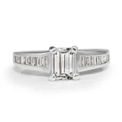 Platinum Emerald Cut Diamond Ring