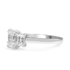 Platinum Emerald Cut Diamond 3 Stone Ring