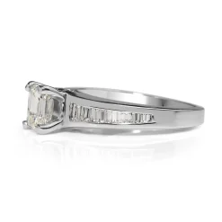 Platinum Emerald Cut Diamond Ring
