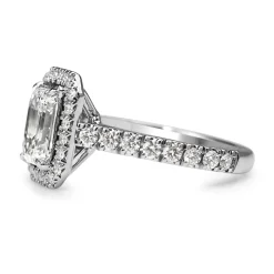 Platinum Emerald Cut Diamond Halo Ring