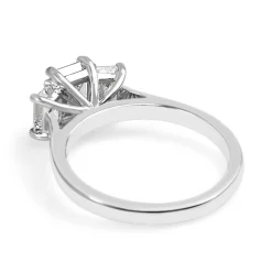 Platinum Emerald Cut Diamond 3 Stone Ring