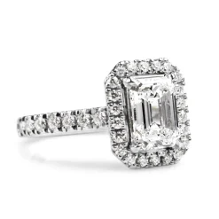 Platinum Emerald Cut Diamond Halo Ring