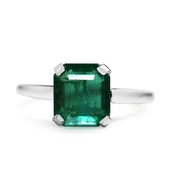 Platinum Emerald Solitaire Ring
