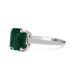 Platinum Emerald Solitaire Ring