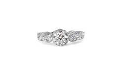 Platinum Engraved Diamond Solitare Ring