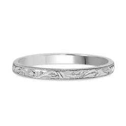 Platinum Engraved Wedding Band Ring