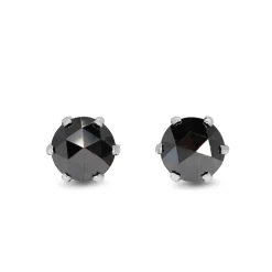 Platinum Faceted Black Diamond Stud Earrings