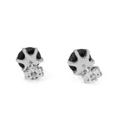 Platinum Faceted Black Diamond Stud Earrings