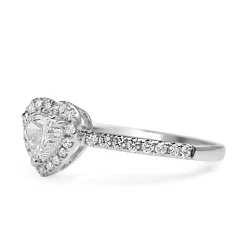 Platinum Heart Diamond Halo Ring