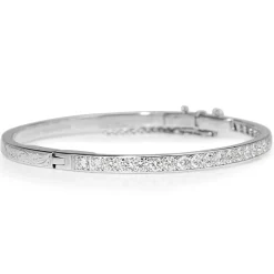 Platinum Hinged 3.20ct Diamond Bangle