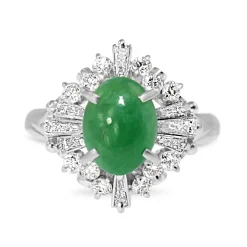 Platinum Jade and Diamond Vintage Ballerina Ring