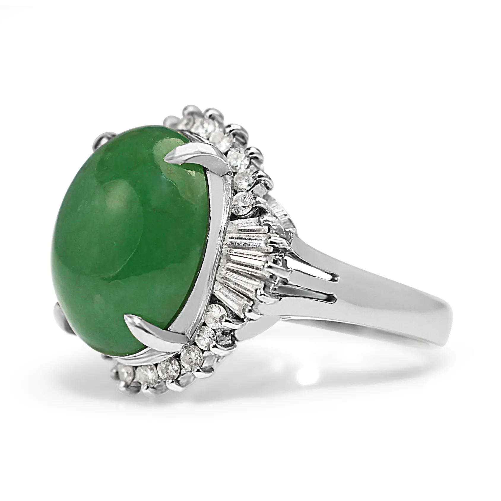 Platinum Jade and Diamond Ballerina Ring