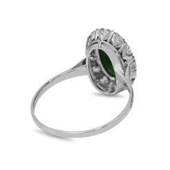 Platinum Jade and Diamond Halo Ring