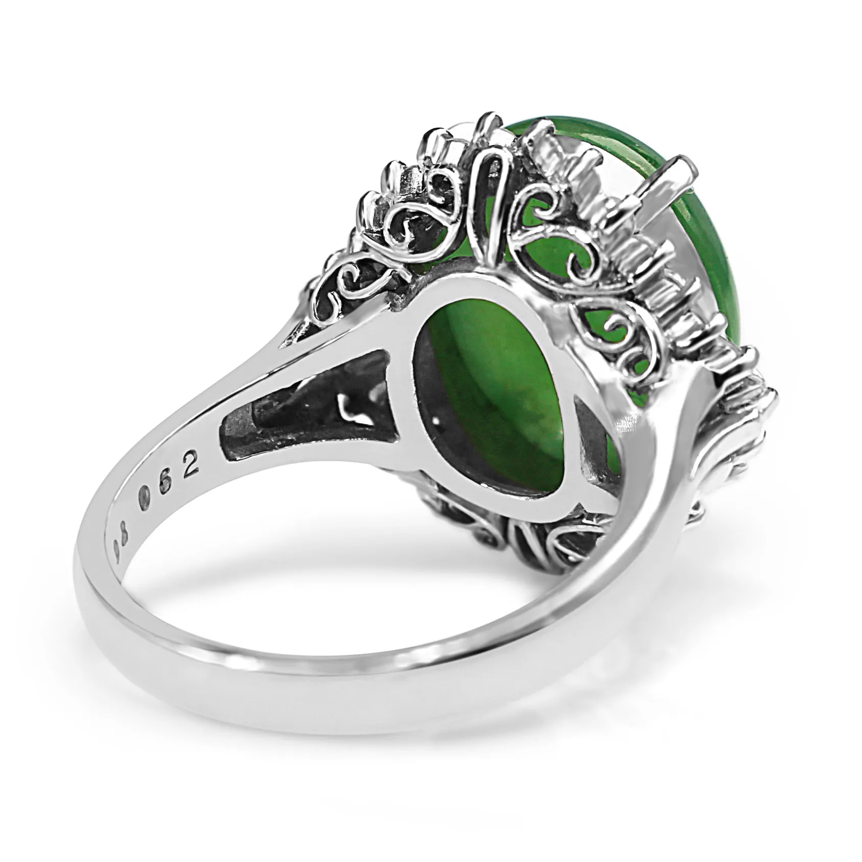 Platinum Jade and Diamond Ballerina Ring