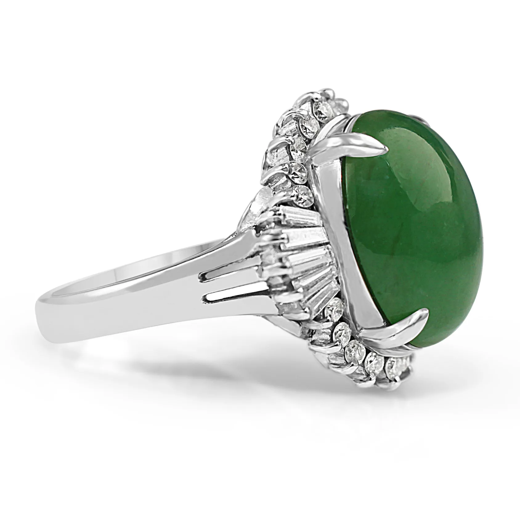 Platinum Jade and Diamond Ballerina Ring