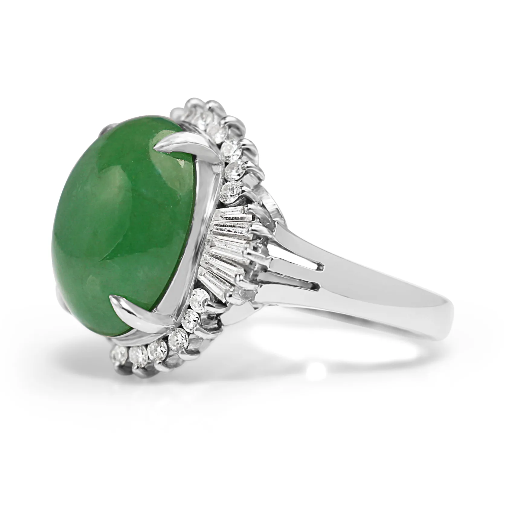 Platinum Jade and Diamond Ballerina Ring