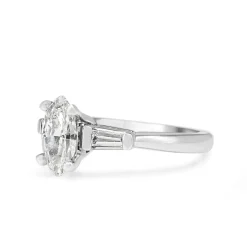 Platinum Marquise and Baguette Diamond Ring