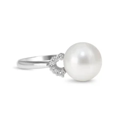 Platinum 10mm South Sea Pearl and Diamond Ring