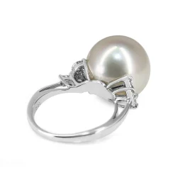 Platinum 13.5mm South Sea Pearl and Diamond Ring